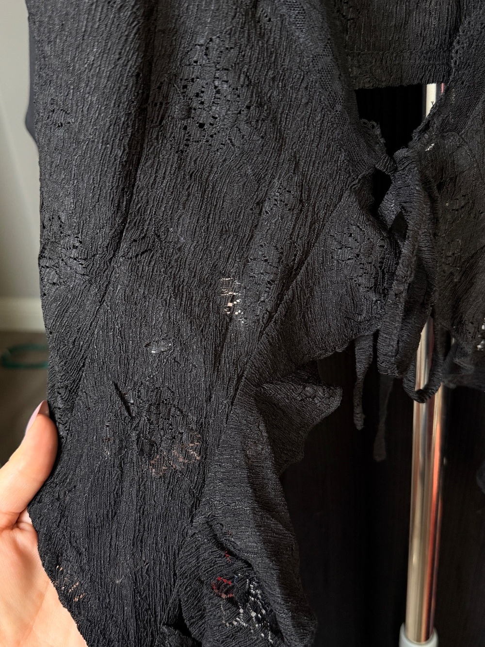 Cider Black Lace Tie-Detail Cami Top - Picture 2 of 5